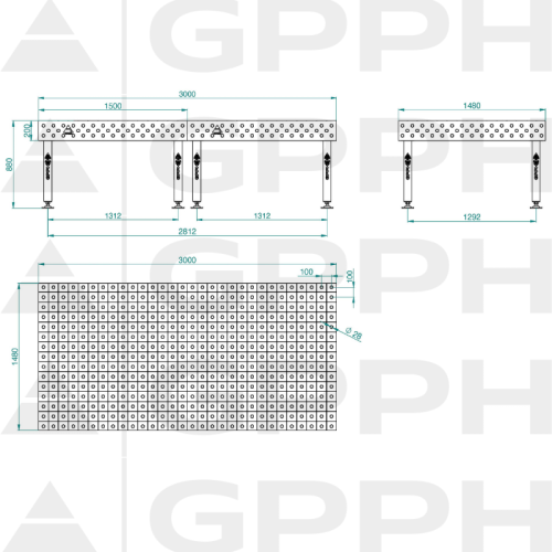 Stół spawalniczy GPPH PLUS INOX 3000x1480x200 mm - INOX_PLUS_300x148 - GPPH - 1 2