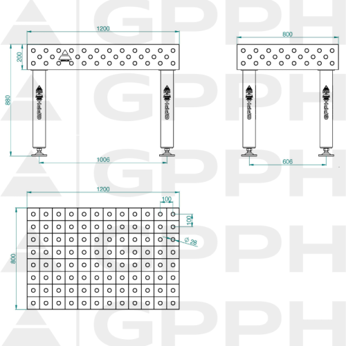 Stół spawalniczy GPPH PRO INOX 1200x800x200 mm - INOX_PRO_120x80 - GPPH - 1 2