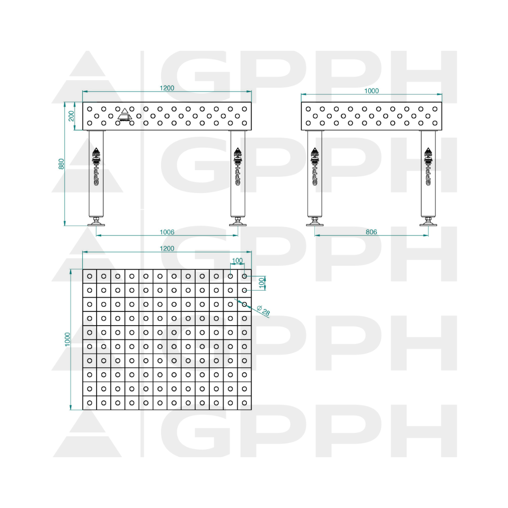 Stół spawalniczy GPPH PRO INOX 1200x1000x200 mm - INOX_PRO_120x100 - GPPH - 2