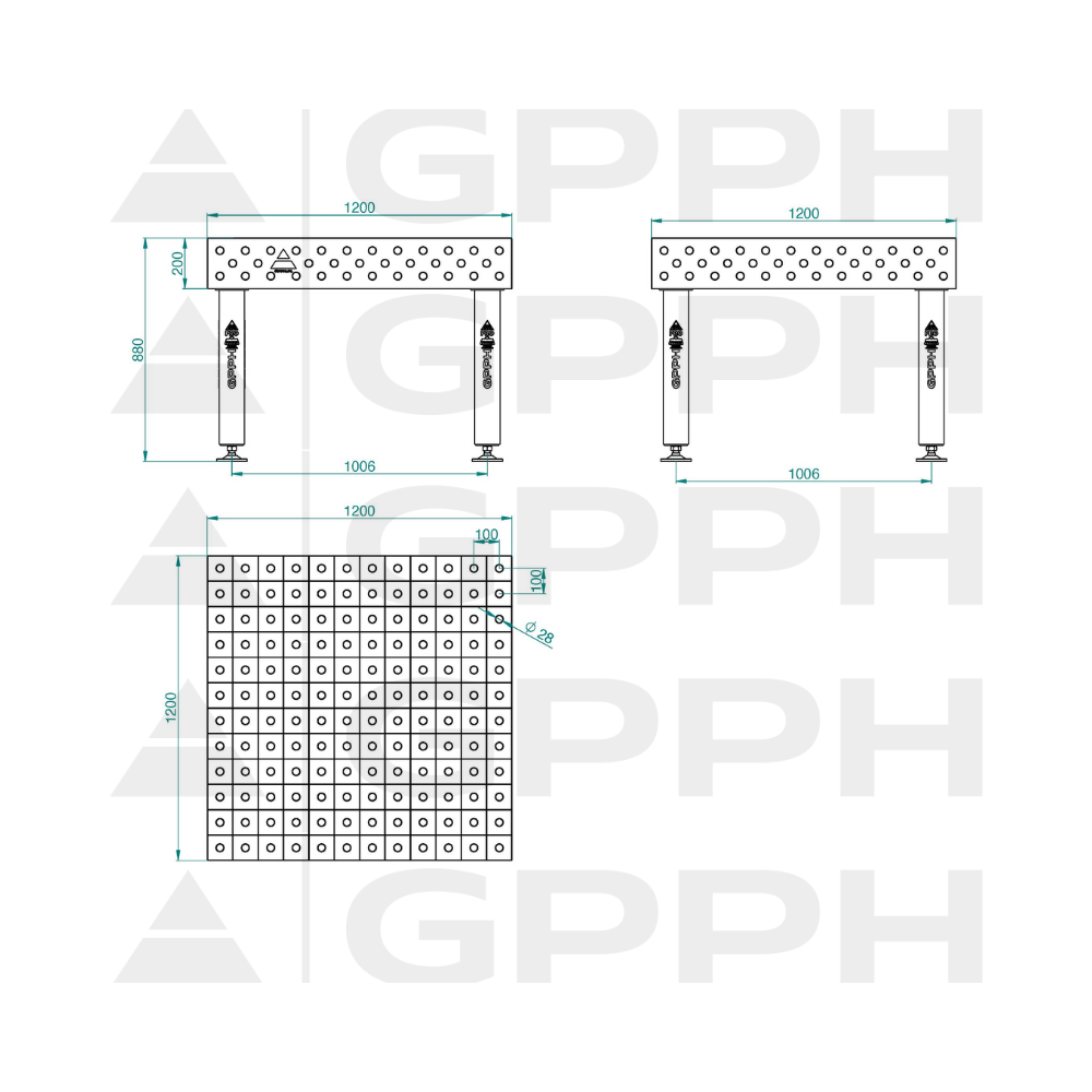 Stół spawalniczy GPPH PRO INOX 1200x1200x200 mm - INOX_PRO_120x120 - GPPH - 2