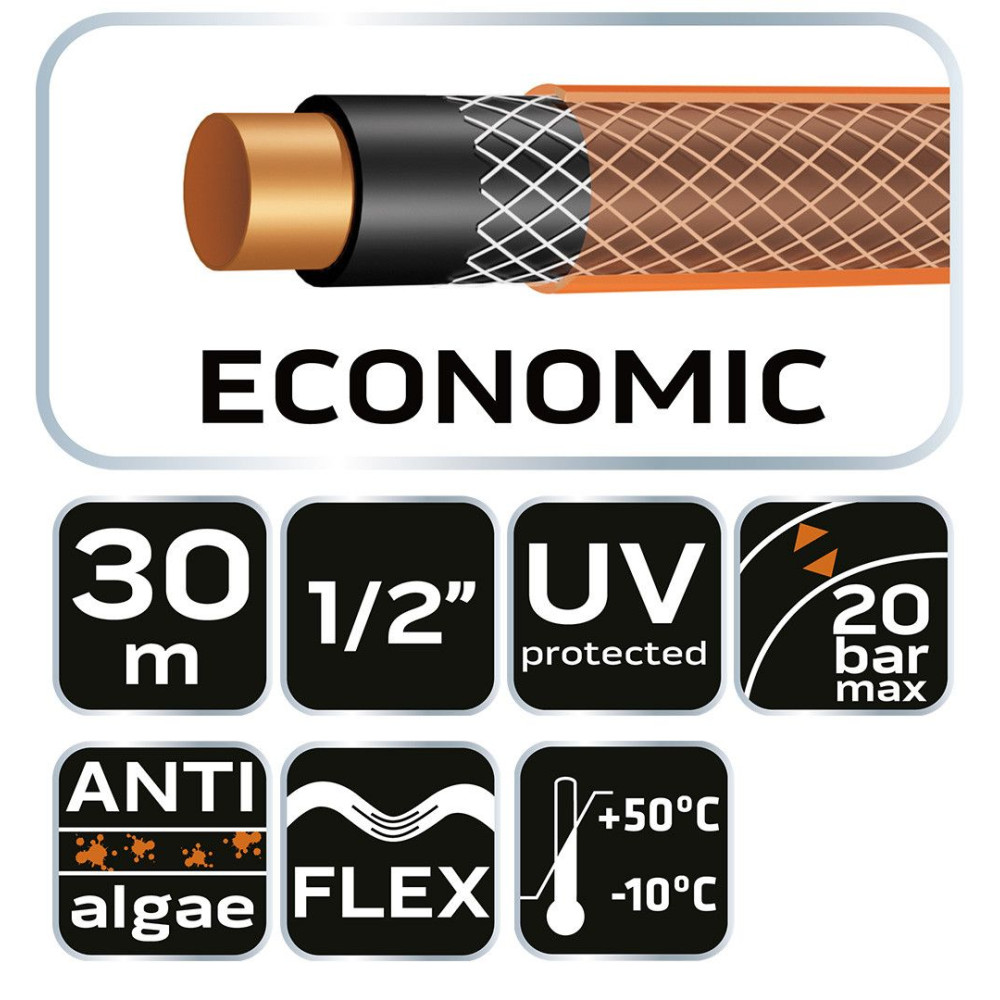 Wąż ogrodowy 4-warstwowy 1/2" 30 m Economic Neo Tools - 15-801 - NEO Tools - 8