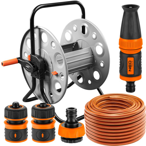 Zestaw ogrodowy 1/2":  stojak metalowy + wąż 50 m + zraszacz Neo Tools - 15-790_px - NEO Tools - 1