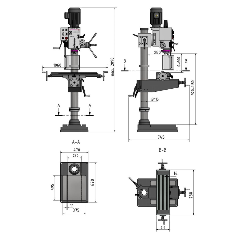Wiertarka stołowa słupowa Optimum OPTIdrill DH 40CT - 3034349 - Optimum - 5