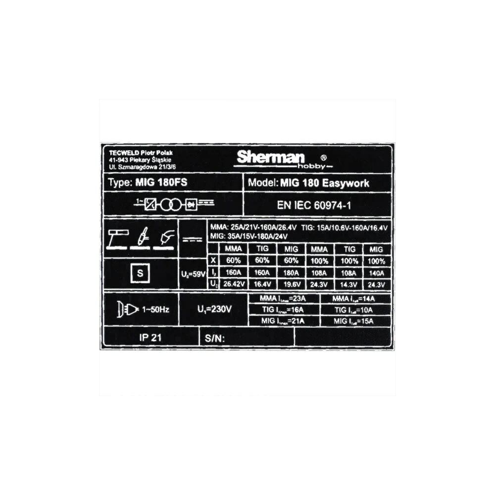 Spawarka Sherman MIG 180 Easywork - zestaw - 7812937-G - Sherman - 11