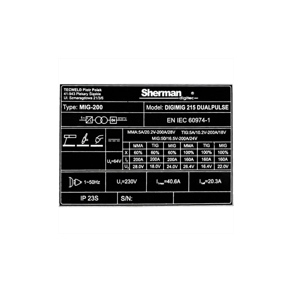 Spawarka Sherman DIGIMIG 215 DualPulse 4R - zestaw - 7812621-G - Sherman - 21