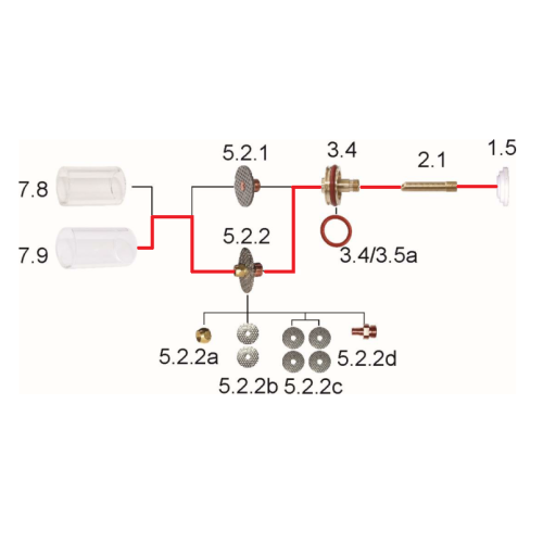 Zestaw części Pyrex (Quartz) 9/20 duża soczewka / 1,6 mm / długa dysza / Sherman - 7812091 - Sherman - 3