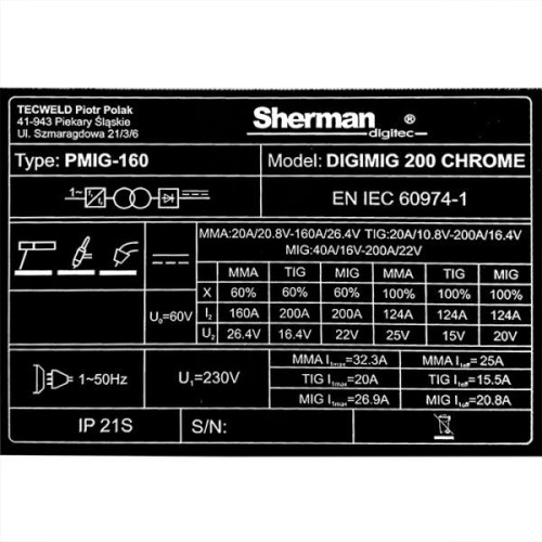 Spawarka Sherman DIGIMIG 200 Chrome - zestaw - 7813080-G - Sherman - 17