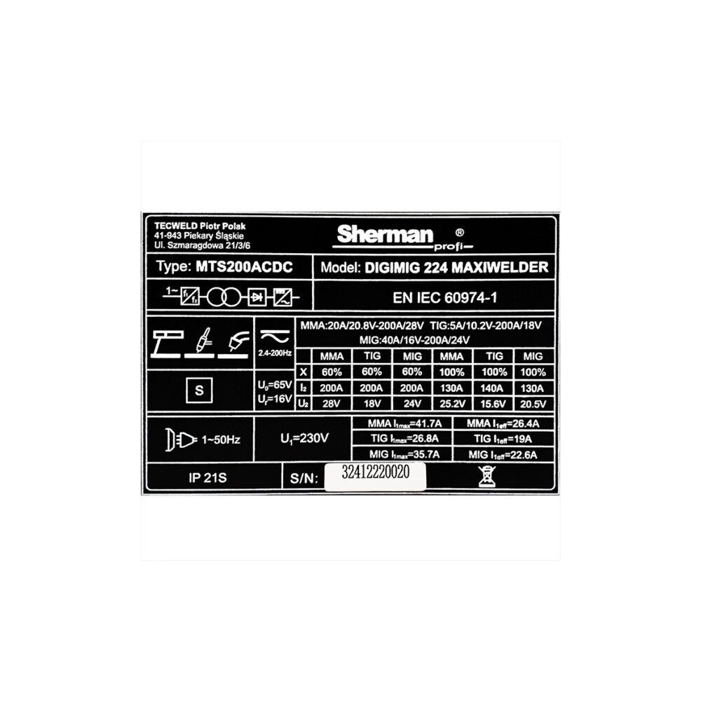 Spawarka Sherman DIGIMIG 224 MaxiWelder - zestaw - 7813092-G - Sherman - 21