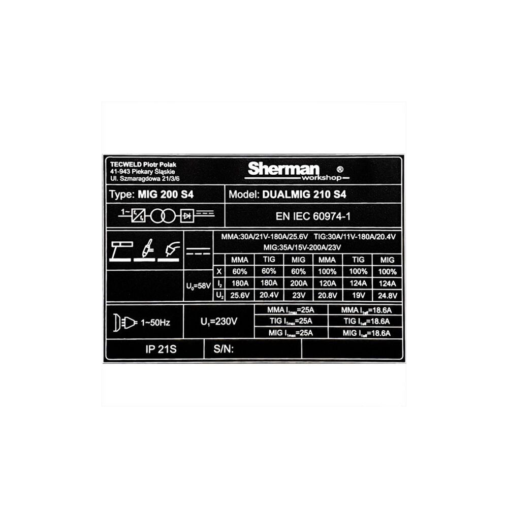 Spawarka Sherman DUALMIG 210 S4 - zestaw z podwoziem - 7813078-G - Sherman - 20
