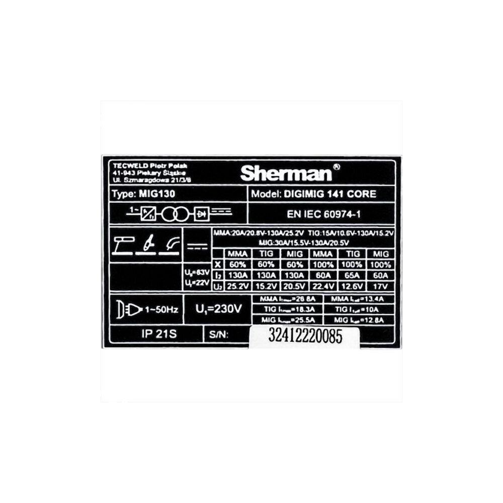 Spawarka Sherman DIGIMIG 141 Core - zestaw - 7813094-G - Sherman - 15