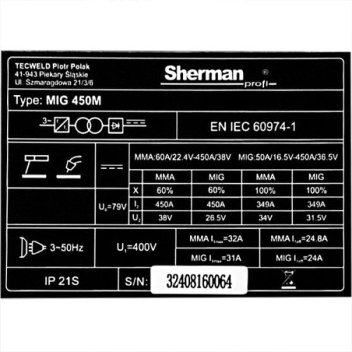 Spawarka Sherman MIG 450M/4R - zestaw - SINW-MIG450M-G - Sherman - 17