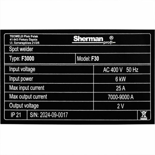 Zgrzewarka punktowa dwustronna Sherman Spot Welder F30 / 400 V - 7812987 - Sherman - 8