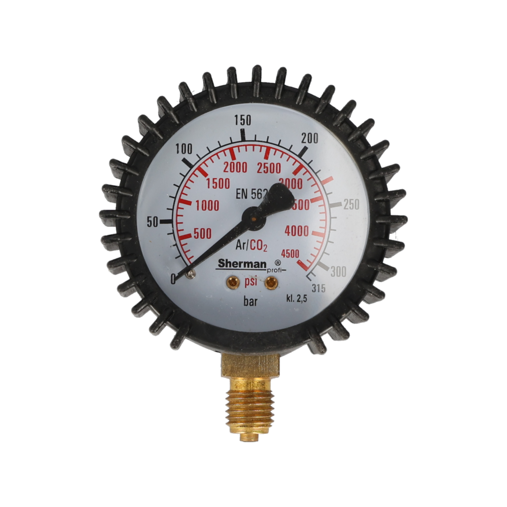 Manometr do reduktora 315 bar M12x1,5 RH / Ar/CO2 / Sherman - GNM315-12x15CO2 - Sherman - 1