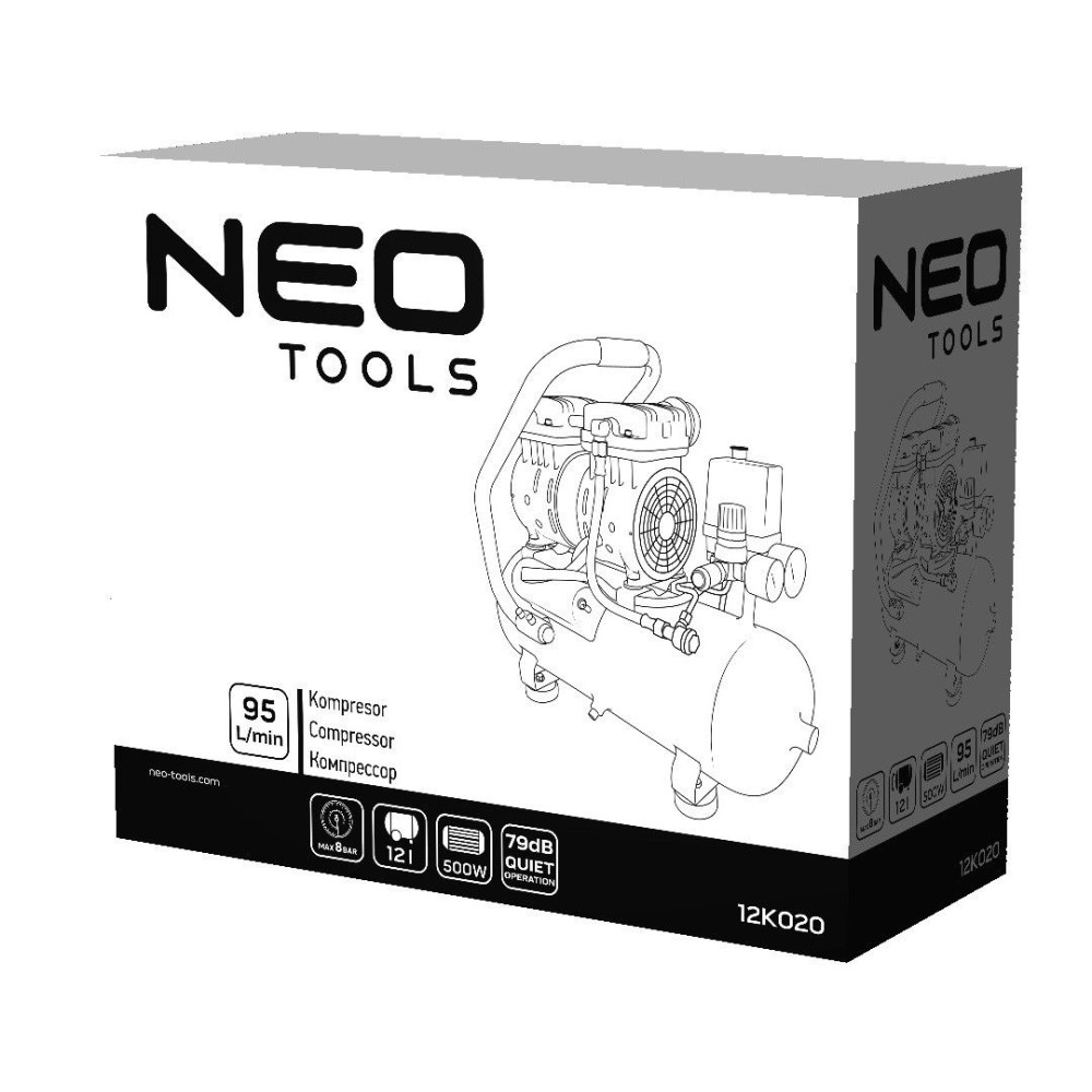Kompresor bezolejowy 12 litrów Neo Tools - 12K020 - NEO Tools - 12