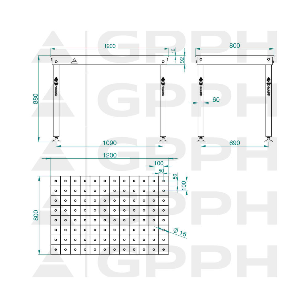 Stół spawalniczo-montażowy GPPH BASIC 1200x800 mm - BASIC_120x80 - GPPH - 12