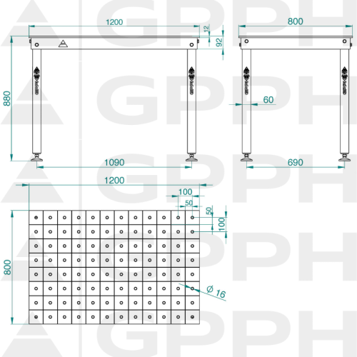 Stół spawalniczo-montażowy GPPH BASIC 1200x800 mm - BASIC_120x80 - GPPH - 12