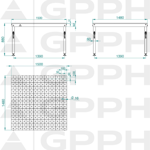 Stół spawalniczo-montażowy GPPH BASIC 1500x1480 mm - BASIC_150x148 - GPPH - 12