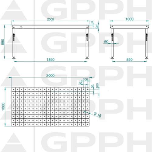 Stół spawalniczo-montażowy GPPH BASIC 2000x1000 mm - BASIC_200x100 - GPPH - 12