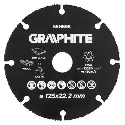 Tarcza tnąca 125 mm do drewna i tworzyw sztucznych Graphite - 55H698 - Graphite - 1