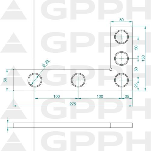 Kątownik winkiel płaski 275x150 do stołów spawalniczych / GPPH - F_006-G - GPPH - 6