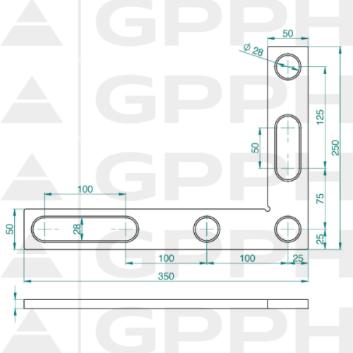 Kątownik winkiel płaski 350x250 do stołów spawalniczych / GPPH - F_008-G - GPPH - 6