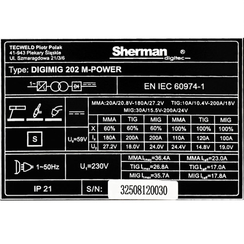 Spawarka Sherman DIGIMIG 202 M-Power - zestaw - 7812921-G - Sherman - 20