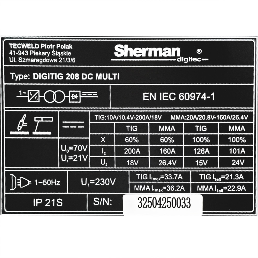 Spawarka Sherman DIGITIG 208 DC Multi - zestaw | 7813173