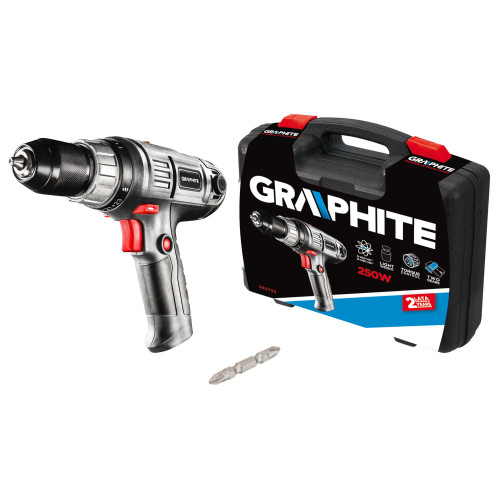 Wiertarko-wkrętarka sieciowa 250 W Graphite w walizce - 58G792 - Graphite - 2