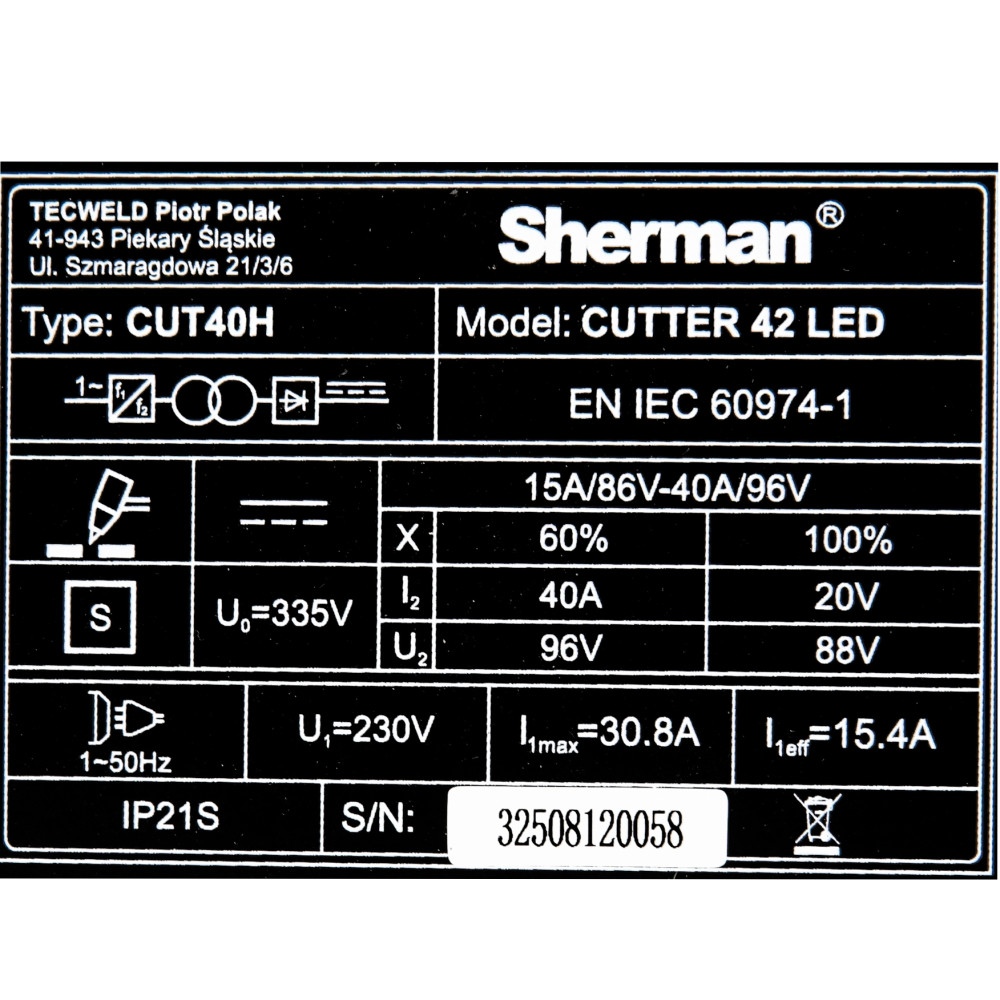 Przecinarka plazmowa Sherman CUTTER 42 LED - 7813265 - Sherman - 12