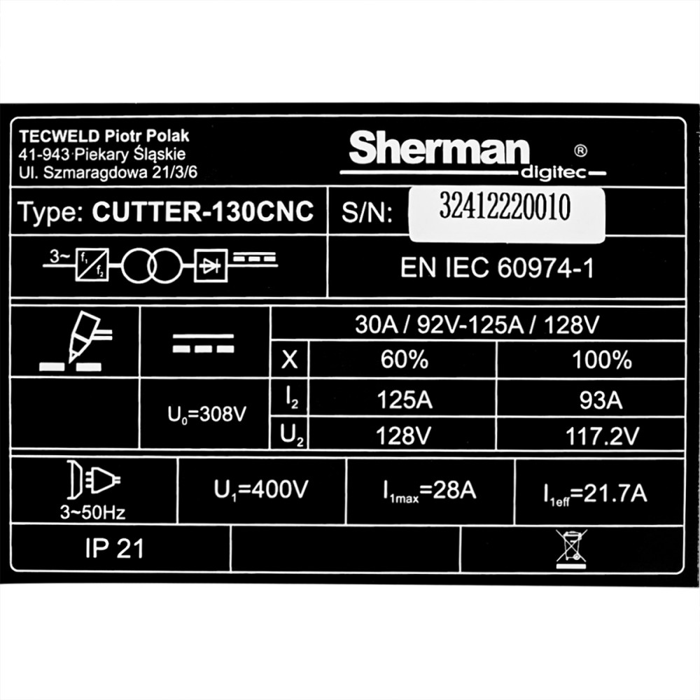 Przecinarka plazmowa Sherman CUTTER 130CNC - zestaw - SINW-CUTTER130C - Sherman - 9