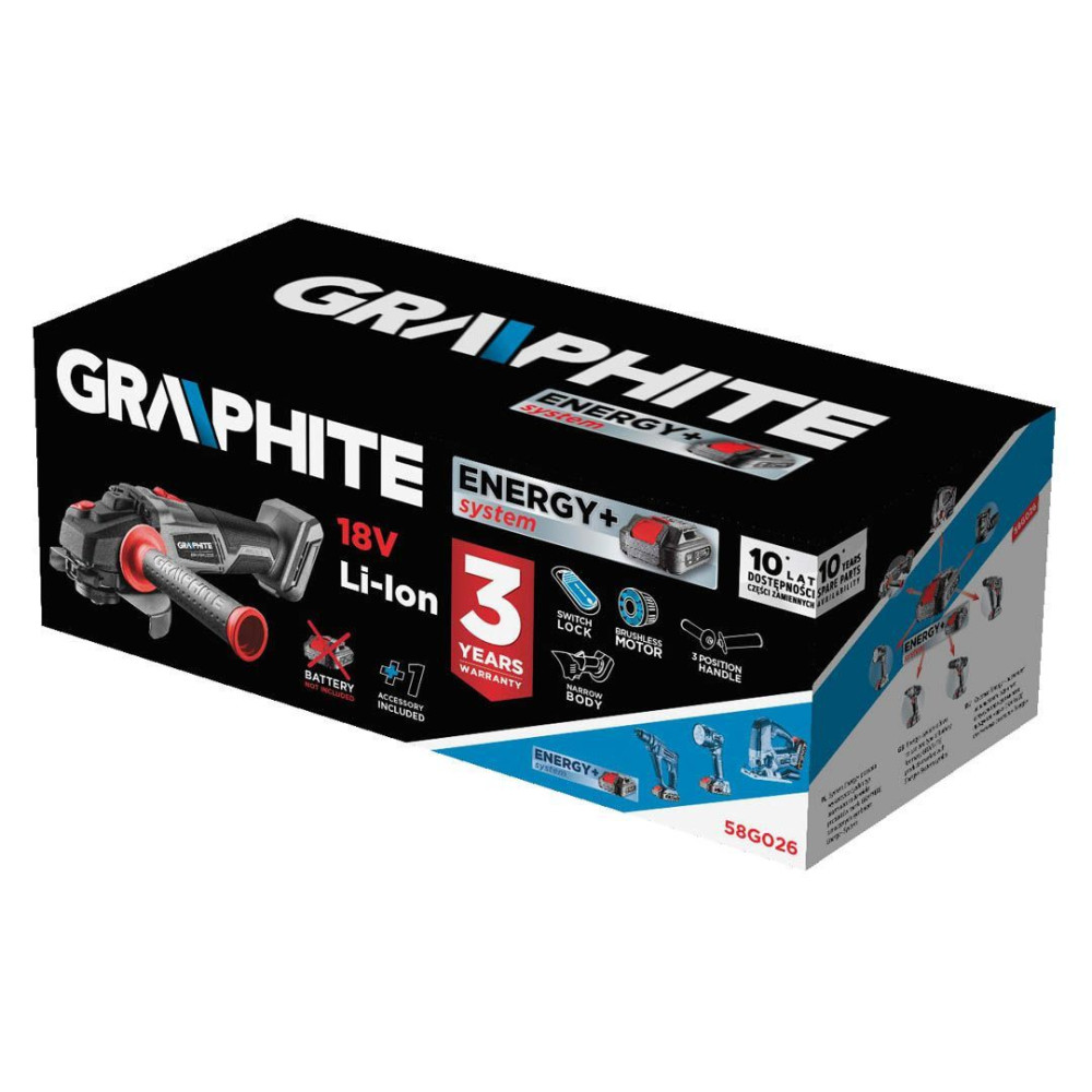 Szlifierka kątowa akumulatorowa bezszczotkowa Energy+ Graphite - 58G026 - Graphite - 10