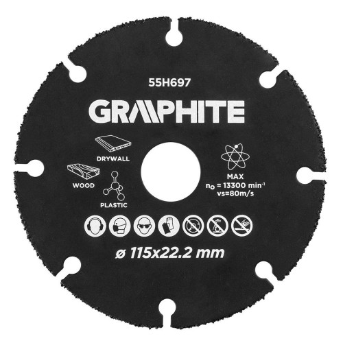 Tarcza tnąca 115 mm do drewna i tworzyw sztucznych Graphite - 55H697 - Graphite - 1