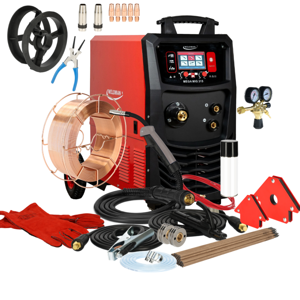 Spawarka Weldman Mega MIG 315 LCD Synergia Dual Puls - zestaw | 103 119