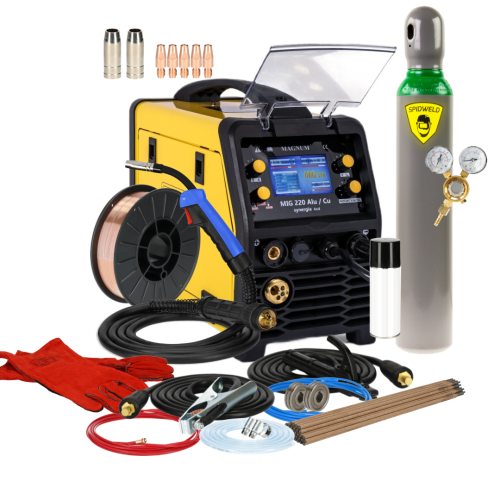 Spawarka Magnum MIG 220 Alu/Cu Synergia 4x4 - zestaw | U MI 220AL CU 4X4