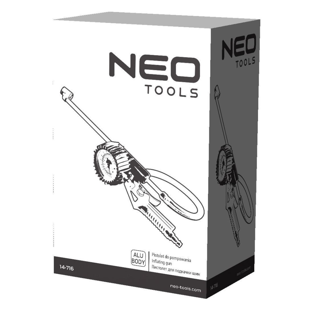 Pistolet do pompowania z przedłużeniem i manometrem 63 mm Neo Tools - 14-716 - NEO Tools - 6