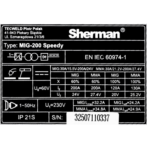 Spawarka Sherman MIG 200 Speedy - zestaw | 7811744