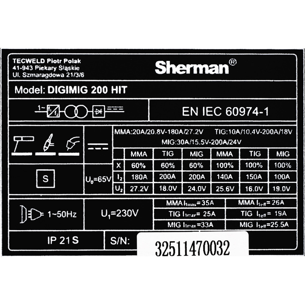 Spawarka Sherman DIGIMIG 200 HIT z podwoziem - zestaw | 7813421