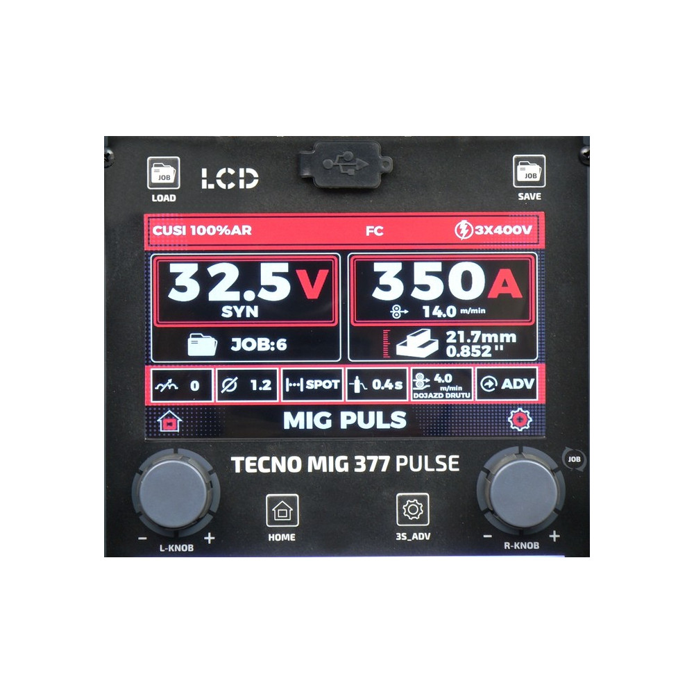 Spawarka Ideal Tecnomig 377 Pulse LCD Black Series 4x4 - zestaw |  TMIG377PT