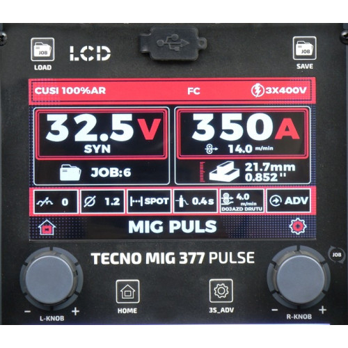 Spawarka Ideal Tecnomig 377 Pulse LCD Black Series 4x4 - zestaw |  TMIG377PT