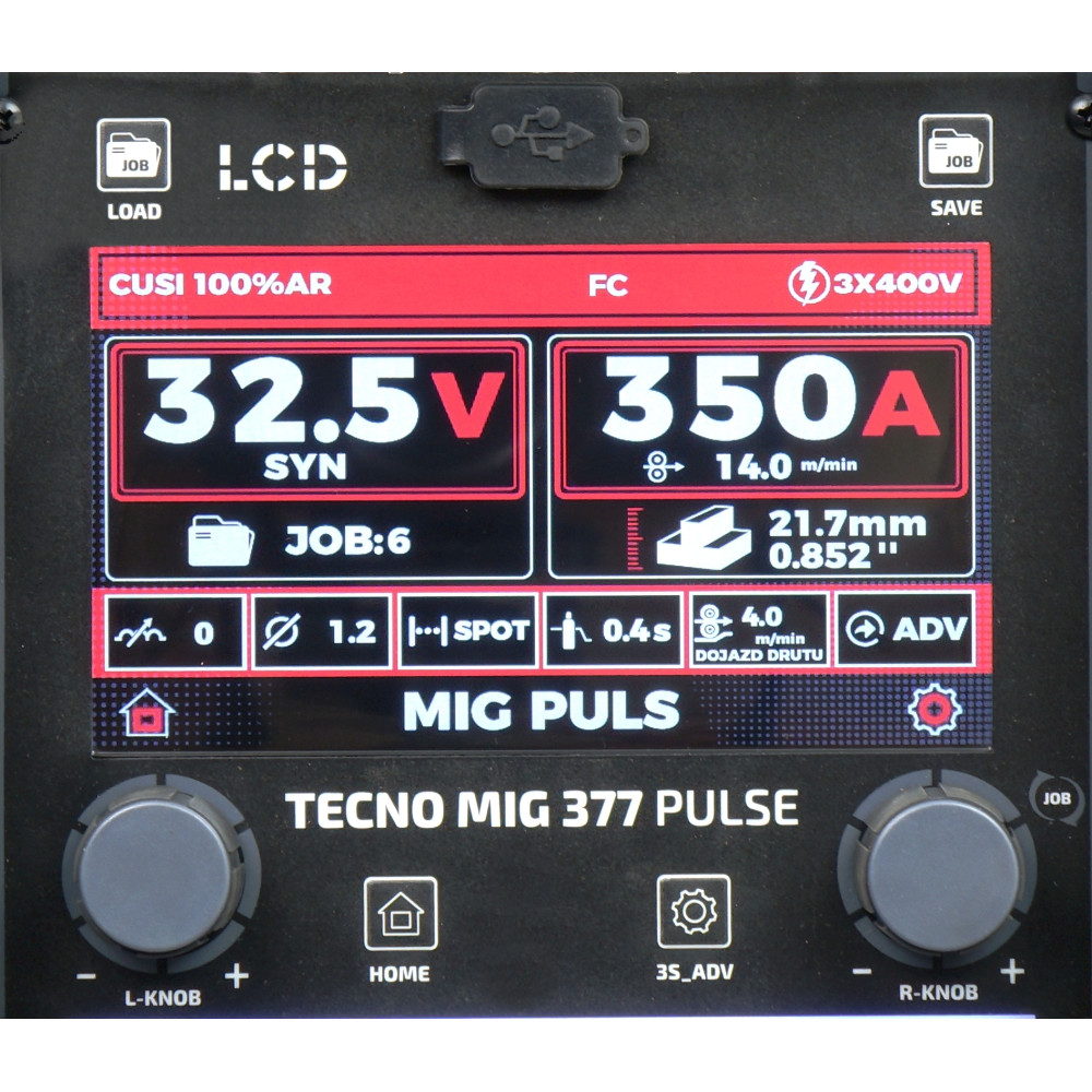 Spawarka Ideal Tecnomig 377 Pulse LCD Black Series 4x4 - zestaw |  TMIG377PT