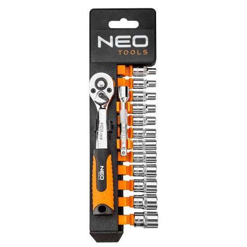 Zestaw kluczy nasadowych 1/4" CrV 14 el. Neo Tools - 08-652 - NEO Tools - 1