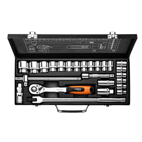 Zestaw kluczy nasadowych 1/2" 25 el. Neo Tools - 08-674 - NEO Tools - 1 2