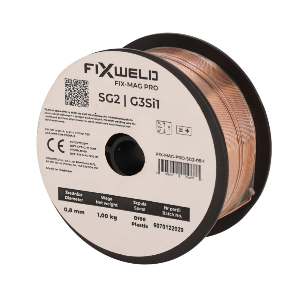 Drut spawalniczy FIX-MAG PRO SG2 G3Si1 fi 0,8 mm / 1 kg / FIXWELD | FIX-MAG-PRO-SG2-08-1