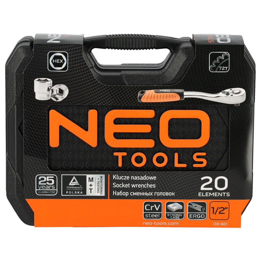 Zestaw kluczy nasadowych 1/2" 20 el. Neo Tools - 08-661 - NEO Tools - 9