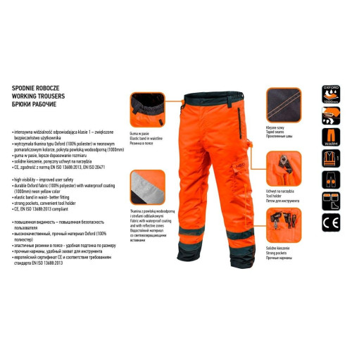 Ocieplane spodnie robocze ostrzegawcze Neo Tools - 81-761 - NEO Tools - 1 2