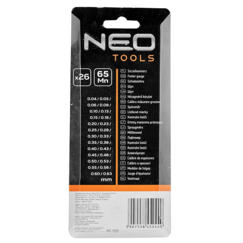 Szczelinomierz listkowy 26 płytek prostych Neo Tools - 11-190 - NEO Tools - 3