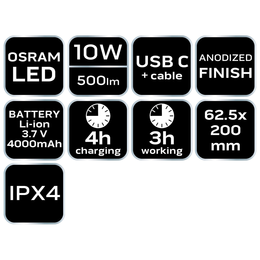 Latarka akumulatorowa LED Neo Tools USB 500 lm / 950 m - 99-070 - NEO Tools - 12