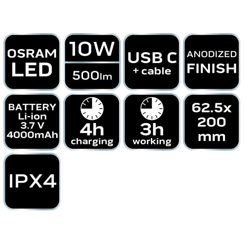 Latarka akumulatorowa LED Neo Tools USB 500 lm / 950 m - 99-070 - NEO Tools - 12