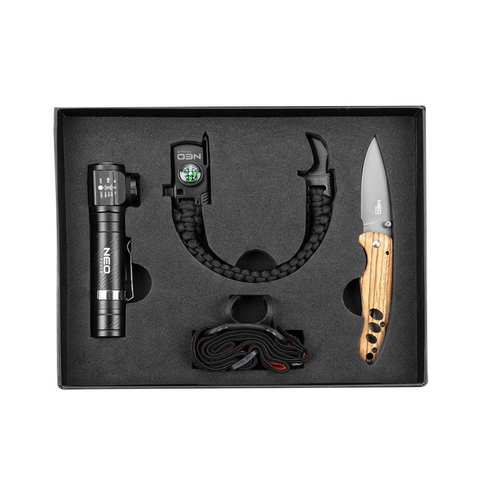 Zestaw survivalowy latarka czołowa + nóż + bransoletka Neo Tools - 63-033 - NEO Tools - 2