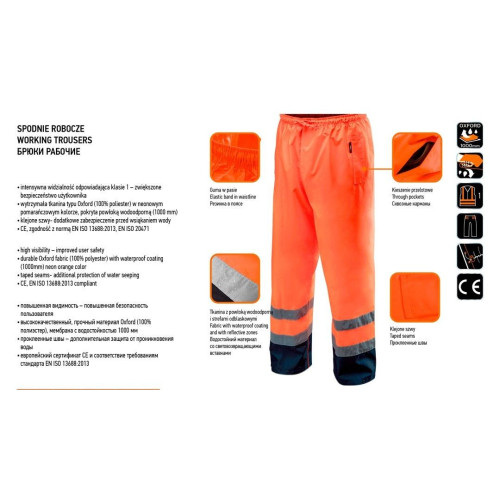 Wodoodporne spodnie robocze ostrzegawcze Neo Tools - 81-771 - NEO Tools - 6